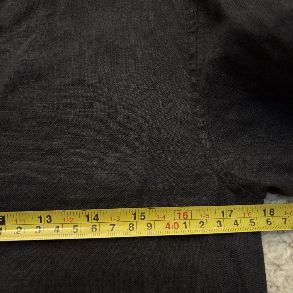 Tahari 100% Linen Tunic Shirt Dress XS Pockets Minimal Monochrome Casual Comfort - Picture 6 of 11